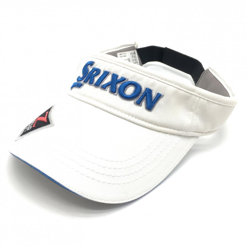 【美品】スリクソン サンバイザー 白×ライトブルー 立体ロゴ F（54-60㎝）  ゴルフウェア SRIXON