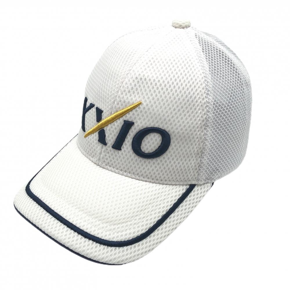【美品】ゼクシオ メッシュキャップ 白×ネイビー 立体ロゴ フリー(頭囲56～60cm)  ゴルフウェア XXIO