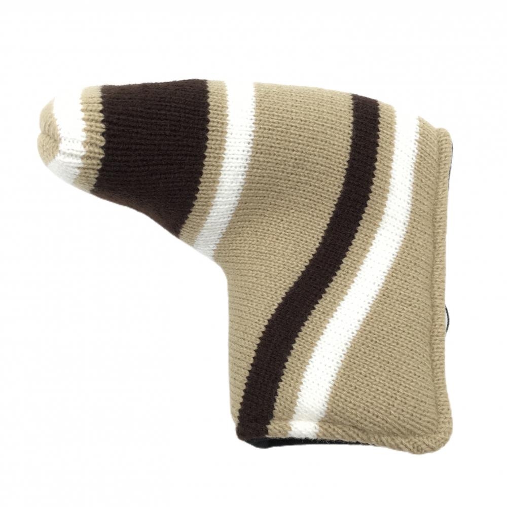 【新品】ゾーイ パターカバー ベージュ×ブラウン ピン型 ニット ヘッドカバー Fゴルフ ZOY