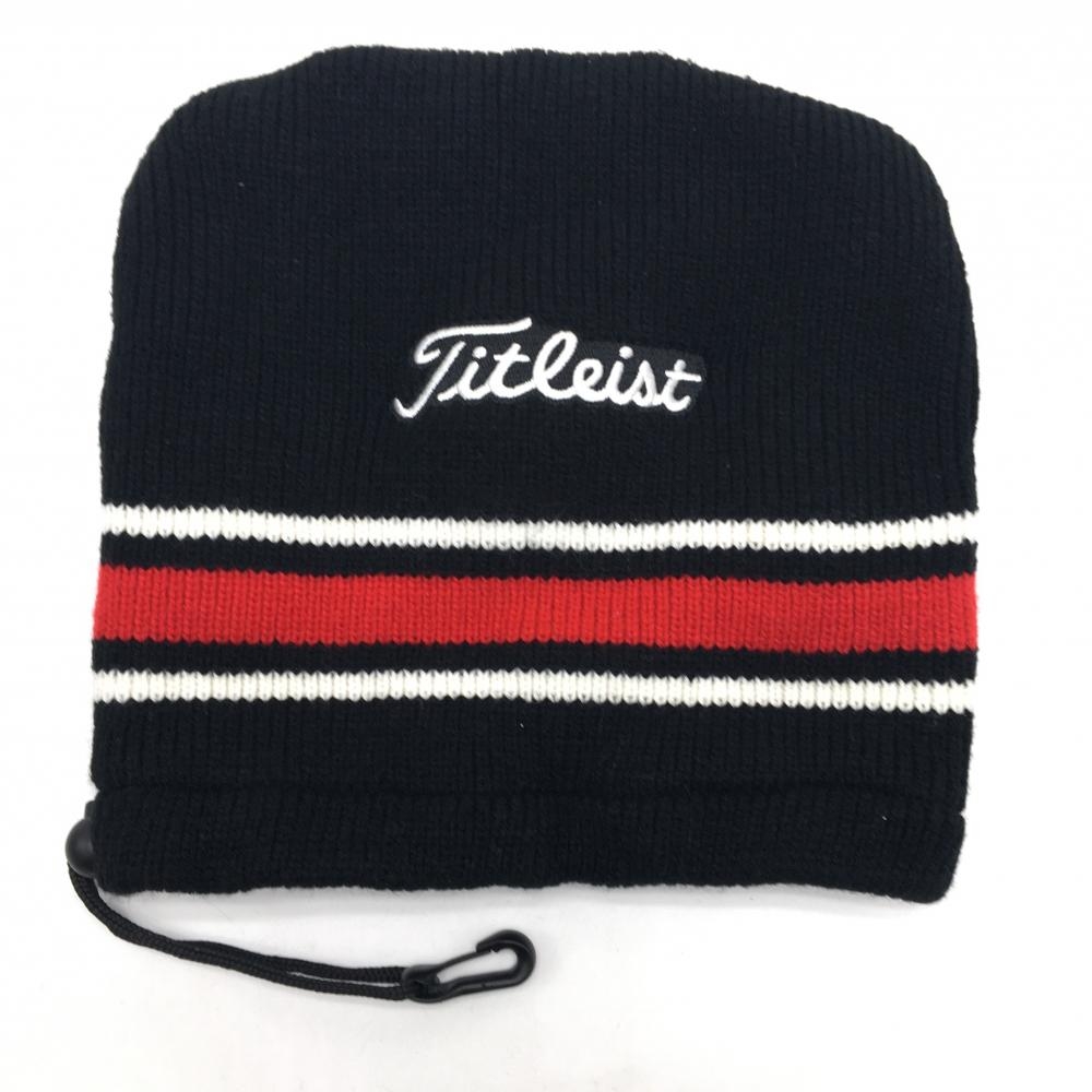 【美品】タイトリスト アイアンカバー 黒×レッド×白 ライン ヘッドカバーゴルフ TITLEIST