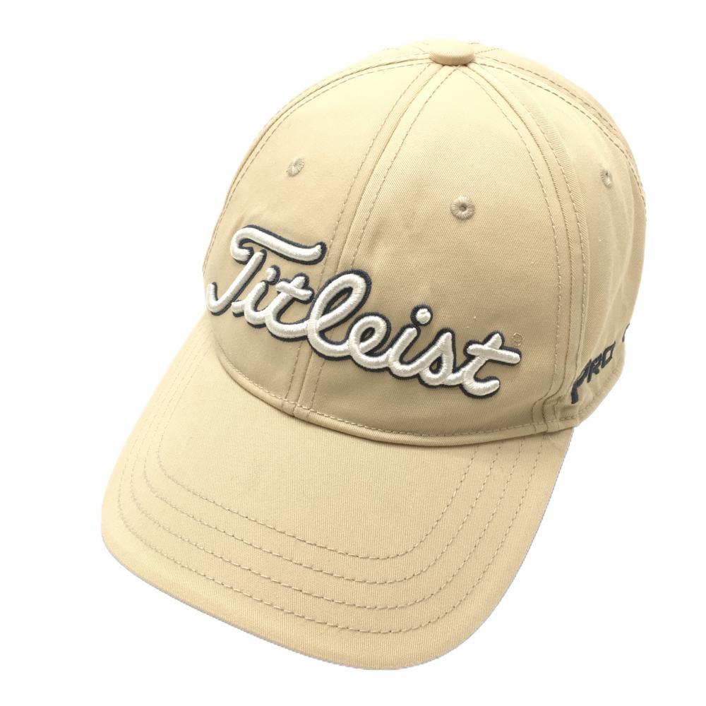 タイトリスト×フットジョイ キャップ ベージュ×白 立体ロゴ   ゴルフウェア TITLEIST