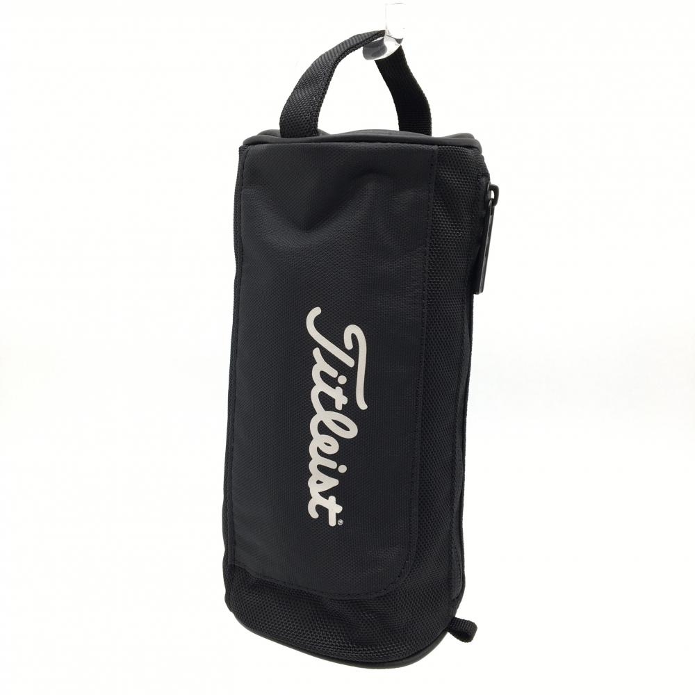 【新品】タイトリスト ポーチ 黒×白 ロゴプリント 小物入れ 持ち手付き 内側フリース生地ゴルフ TITLEIST