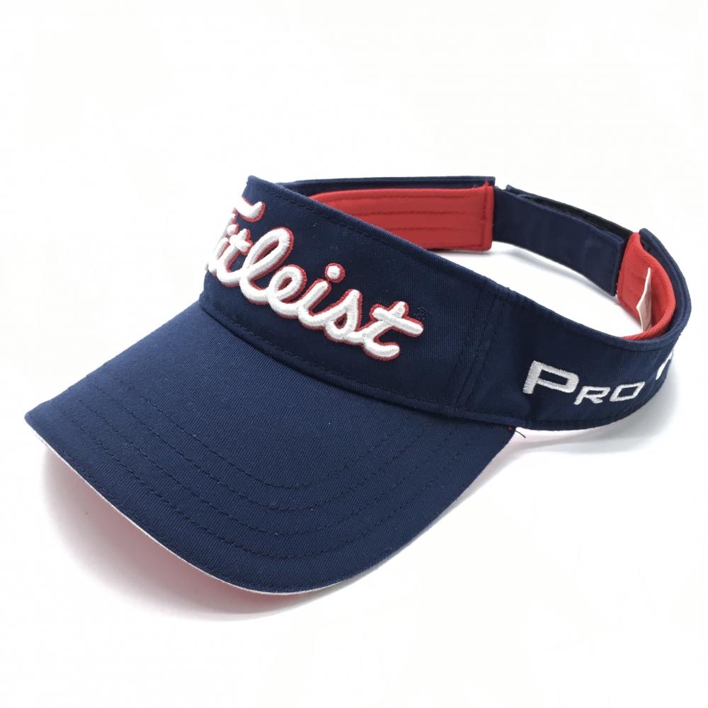 タイトリスト サンバイザー ネイビー×白 フットジョイ ロゴ刺しゅう  ゴルフウェア TITLEIST