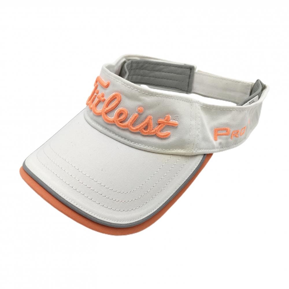 タイトリスト サンバイザー 白×蛍光オレンジ 立体ロゴ フットジョイ フリー（57-59cm）  ゴルフウェア TITLEIST