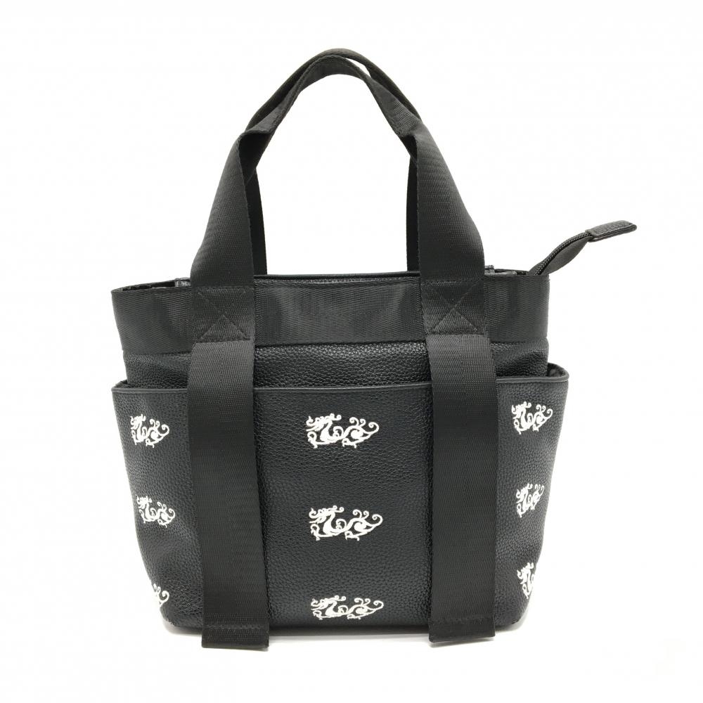 【美品】ダンスウィズドラゴン カートバッグ 黒×白 ドラゴン刺しゅう総柄 内外ポケットゴルフ Dance With Dragon