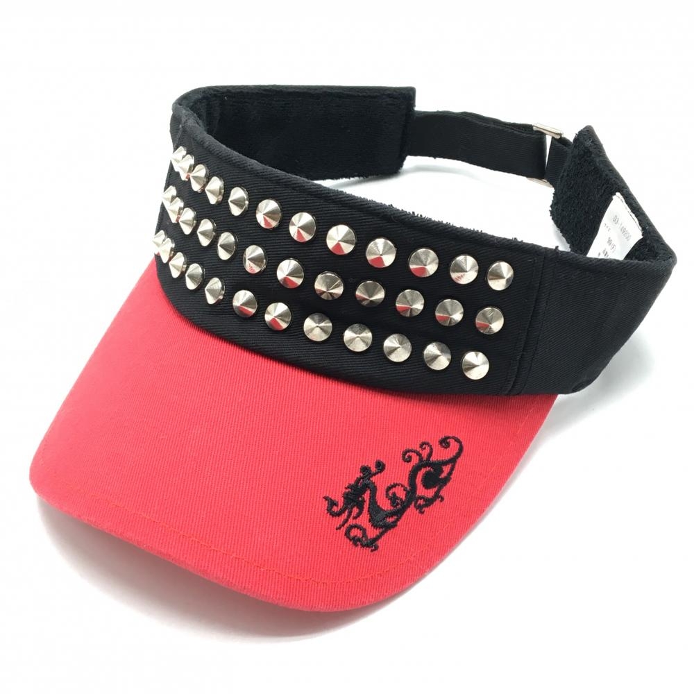 【美品】ダンスウィズドラゴン サンバイザー レッド×黒 スタッズ  99(F)  ゴルフウェア Dance With Dragon