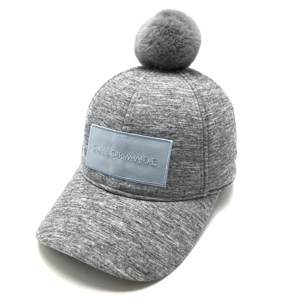 【超美品】テーラーメイド キャップ 杢グレー×ブルー系 ボンボン付き  フリー(55-57cm)  ゴルフウェア TaylorMade