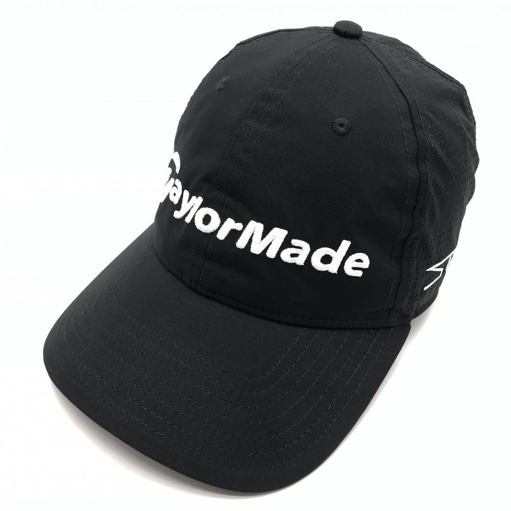 【超美品】テーラーメイド キャップ 黒×白 ロゴ刺しゅう パンチング ONE SIZE FITS ALL  ゴルフウェア TaylorMade