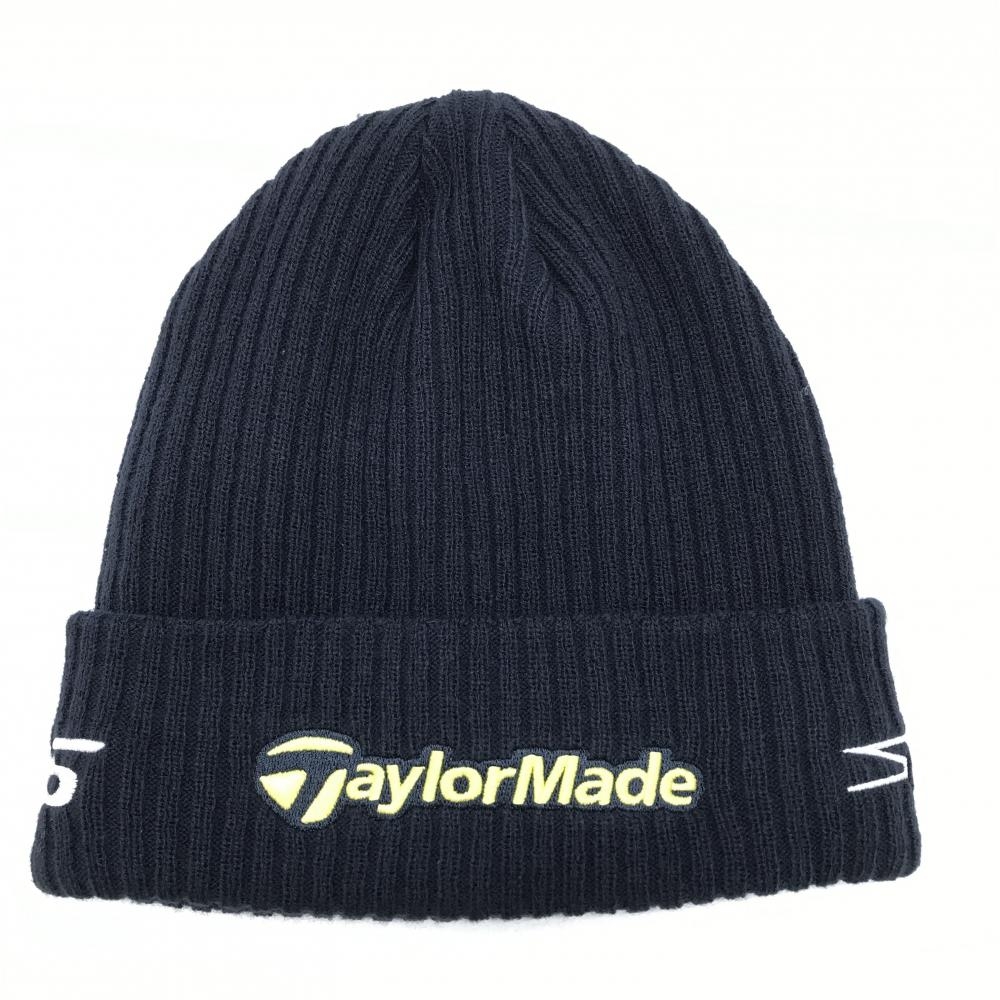 【超美品】テーラーメイド ニット帽 ネイビー×イエロー ストライプ編み  フリー(57-59cm)  ゴルフウェア 2023年モデル TaylorMade