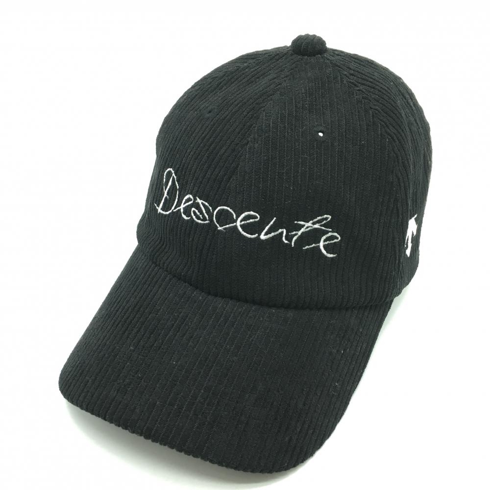 デサントゴルフ コーデュロイキャップ 黒 ロゴ刺しゅう 中田英寿 F(55-57cm)   ゴルフウェア DESCENTE