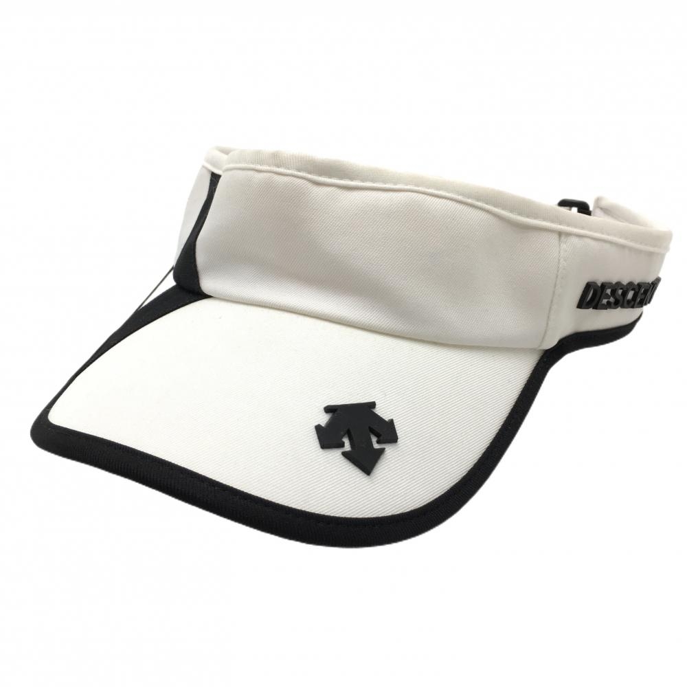 デサントゴルフ サンバイザー 白×黒 立体ロゴ バイカラー 中田英寿  ゴルフウェア DESCENTE