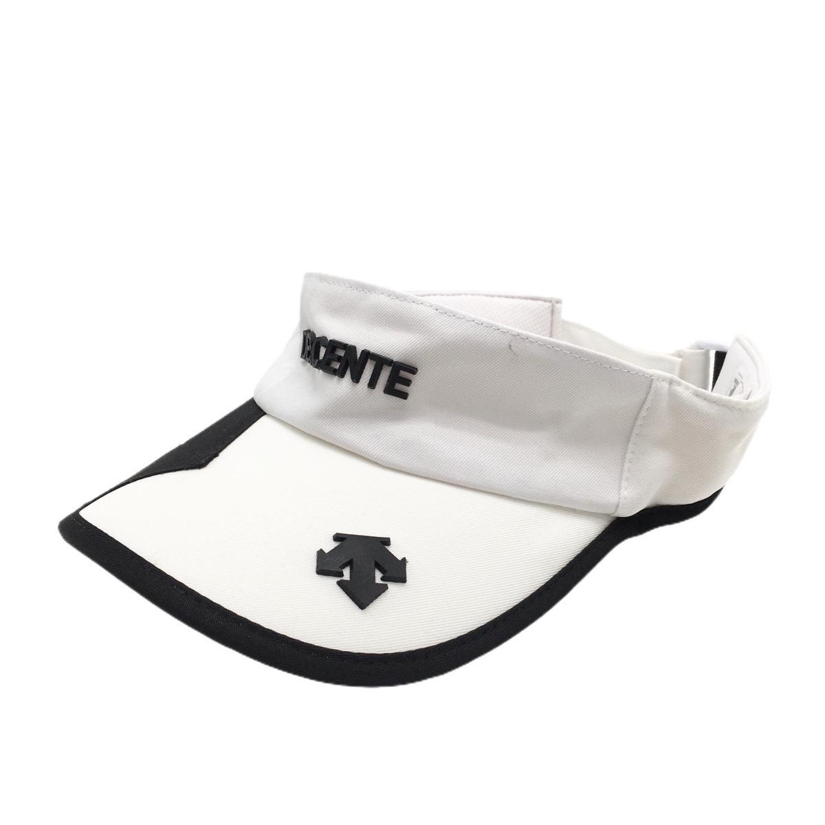 デサントゴルフ サンバイザー 白×黒 立体ロゴ 中田英寿  F(55-57cm)  ゴルフウェア DESCENTE