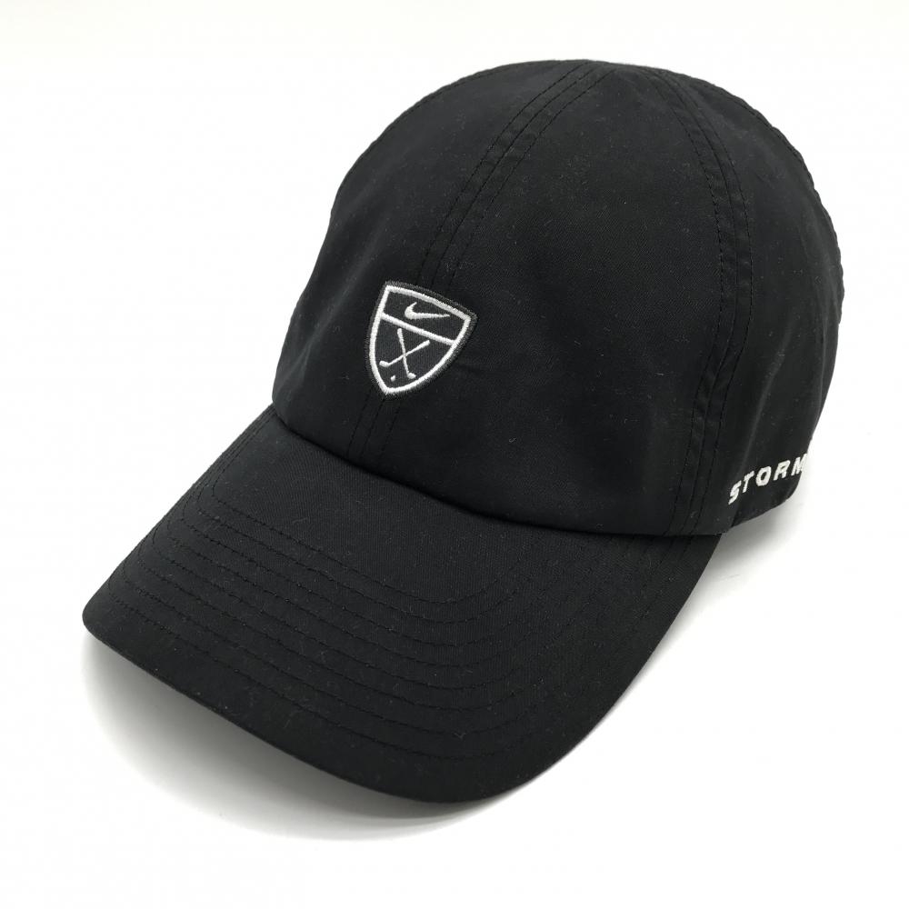 【美品】ナイキ キャップ 黒×白 ロゴワッペン ONE SIZE  ゴルフウェア NIKE