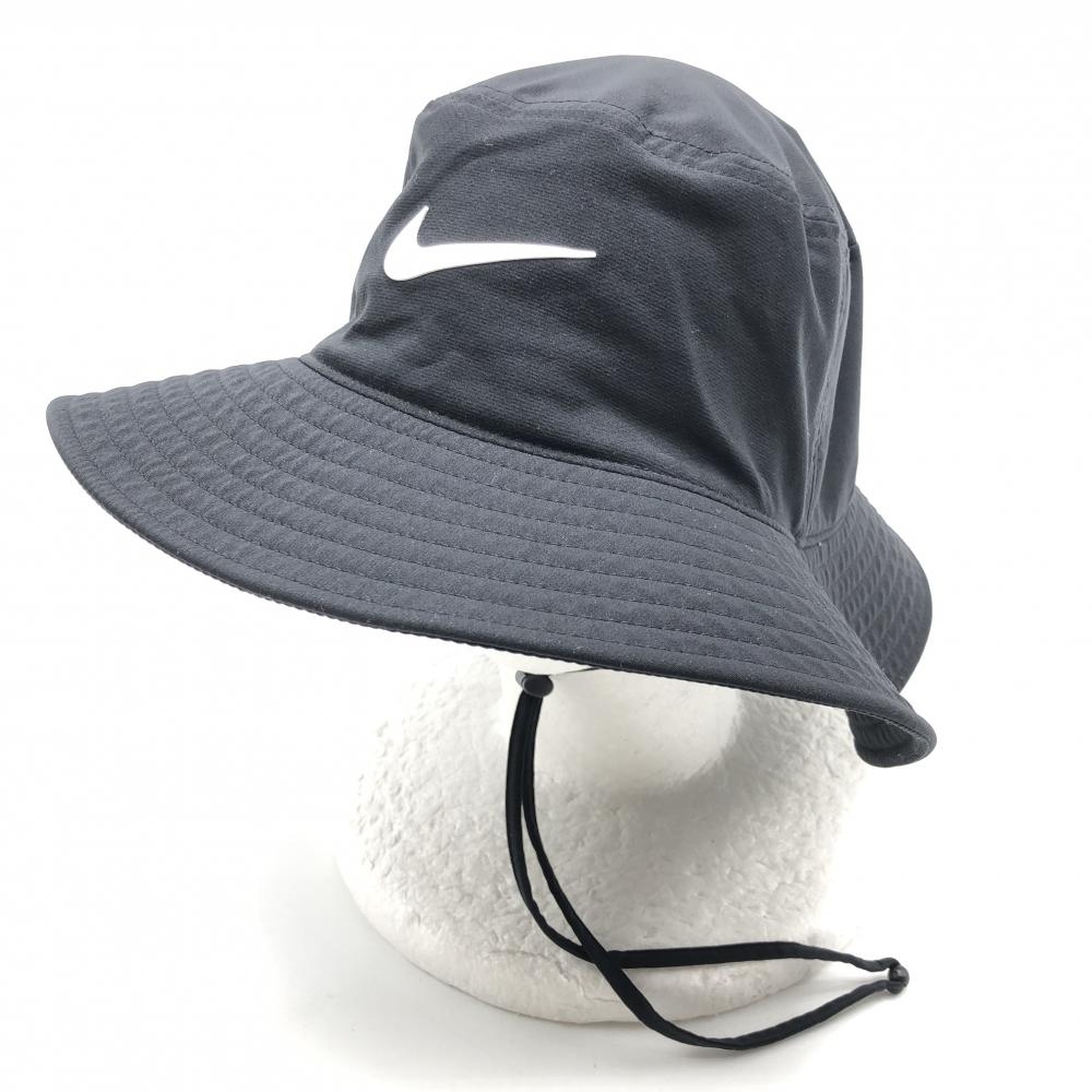 【超美品】ナイキ ハット 黒 ロゴ白   ゴルフウェア NIKE