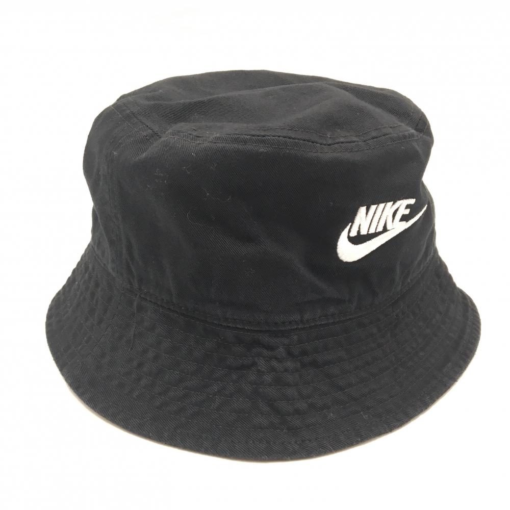 ナイキ バケットハット 黒×白 ロゴ刺しゅう S/M  ゴルフウェア NIKE