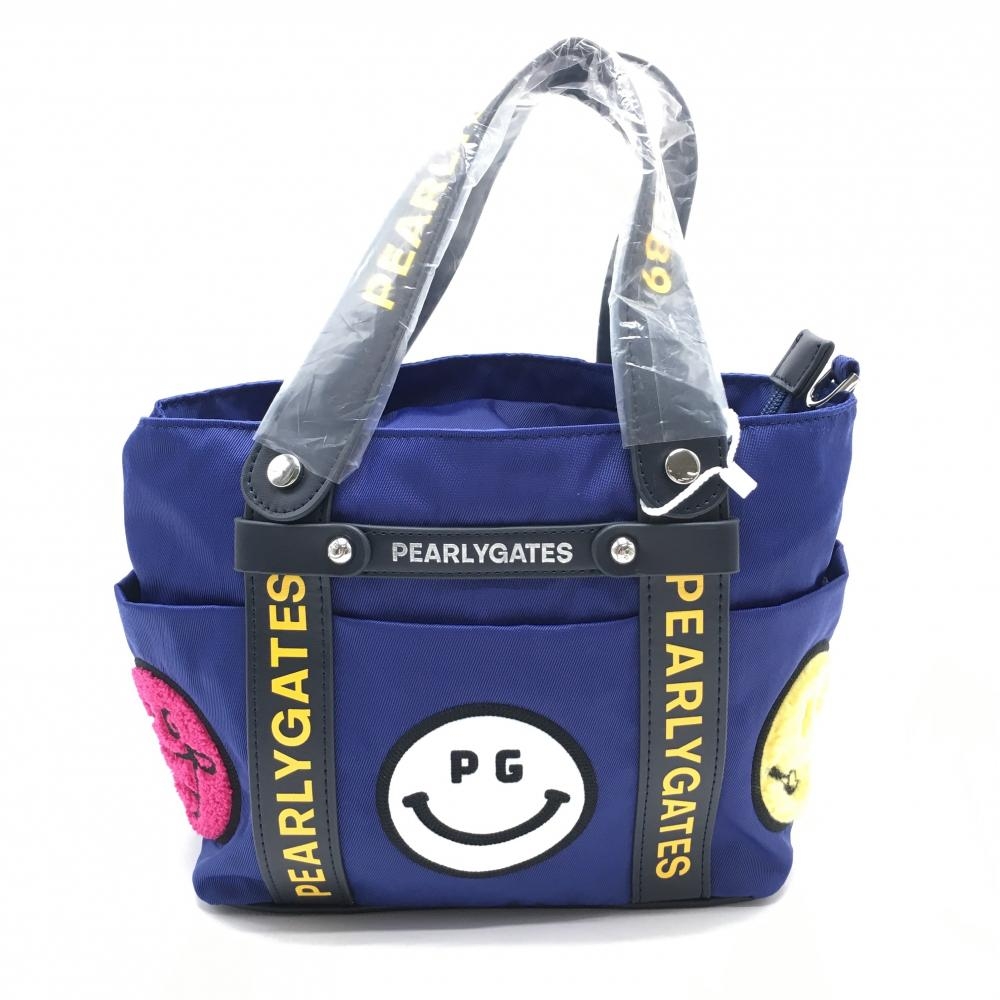 【新品】パーリーゲイツ カートバッグ ブルー×ネイビー 韓国モデル ニコちゃん スマイル ゴルフ PEARLY GATES
