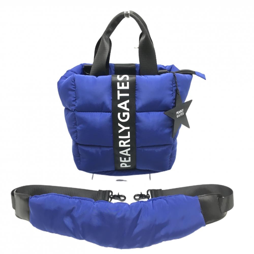 【超美品】パーリーゲイツ カートバッグ ブルー×黒 ショルダーストラップ付 星型チャーム付 内ポケットゴルフ PEARLY GATES