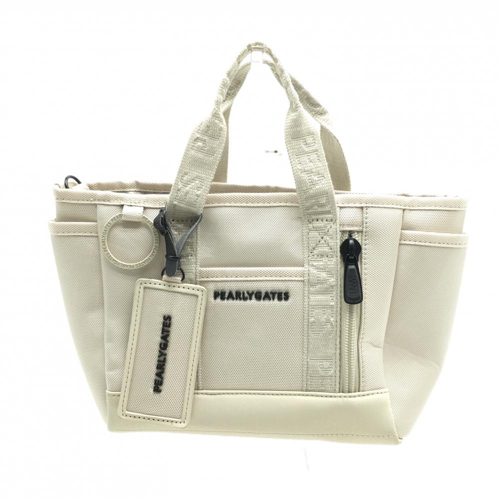 【超美品】パーリーゲイツ カートバッグ ベージュ 内外ポケット ネームタグ付ゴルフ PEARLY GATES