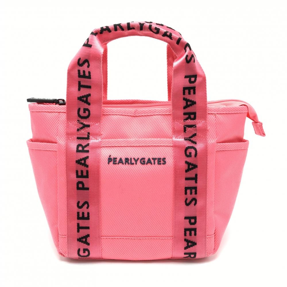 パーリーゲイツ カートバッグ ピンク×黒 ロゴ 内外ポケット ニコちゃん ゴルフ PEARLY GATES