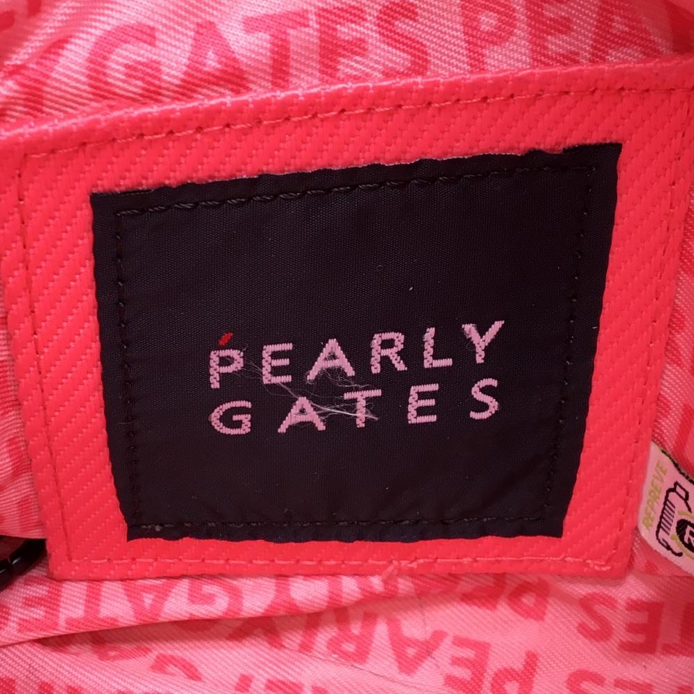 パーリーゲイツ カートバッグ ピンク×黒 ロゴ 内外ポケット ニコちゃん