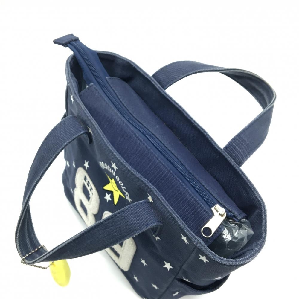 パーリーゲイツ カートバッグ ネイビー×白 星柄 ニコちゃん スマイル