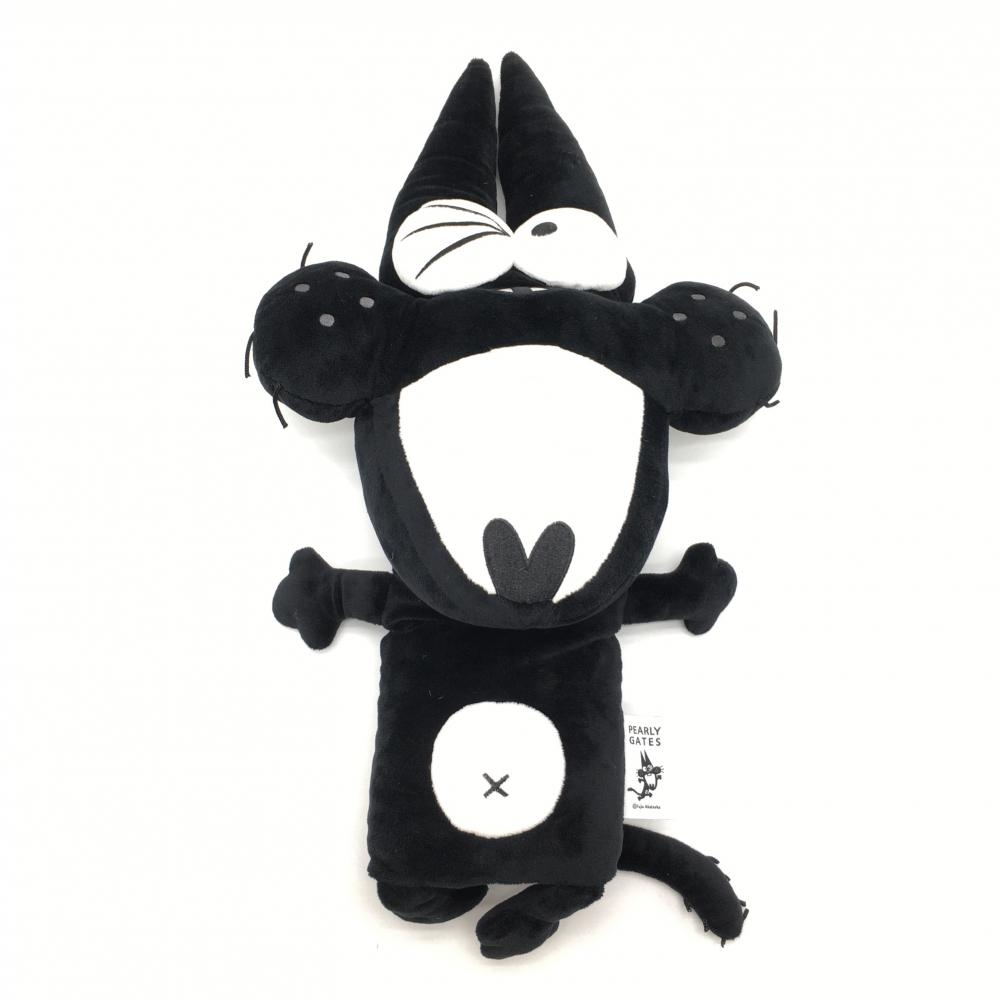 【美品】パーリーゲイツ ヘッドカバー(FW) 黒×白 ニャロメ ぬいぐるみ フェアウェイウッド ゴルフ PEARLY GATES