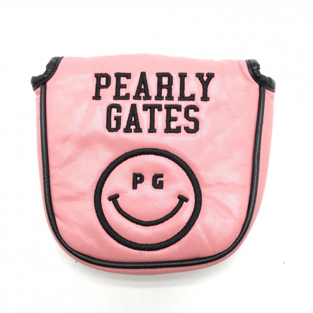パーリーゲイツ パターカバー ピンク×黒 ニコちゃん スマイル マレット型 ゴルフ PEARLY GATES