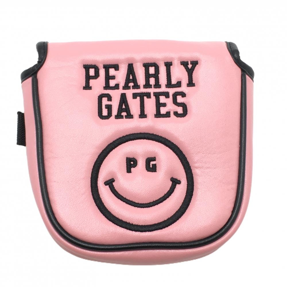 【超美品】パーリーゲイツ パターカバー ピンク×黒 ニコちゃん ネオマレット型 スマイルゴルフ PEARLY GATES