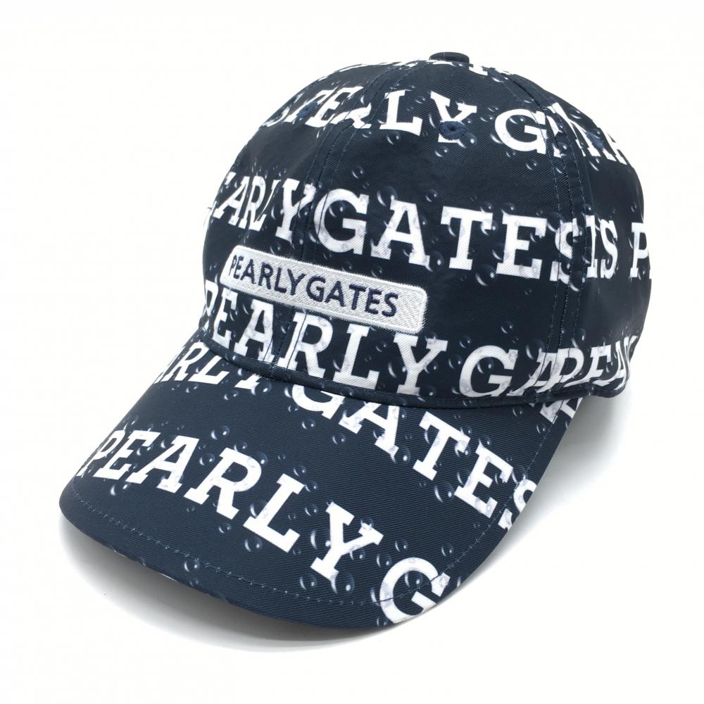 【超美品】パーリーゲイツ キャップ ネイビー×白 ロゴボーダー 汗取りパッド付 FR  ゴルフウェア PEARLY GATES