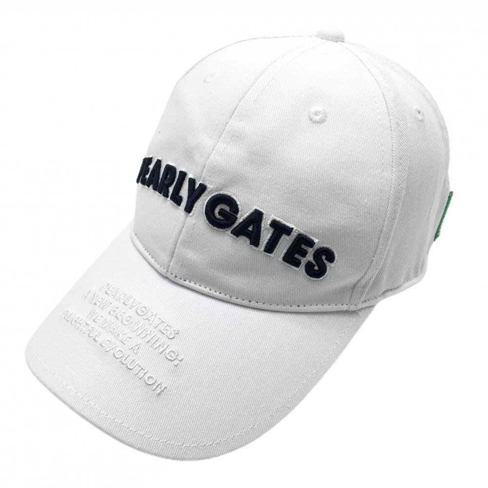 【美品】パーリーゲイツ キャップ 白×ネイビー ロゴ刺しゅう  FR  ゴルフウェア PEARLY GATES