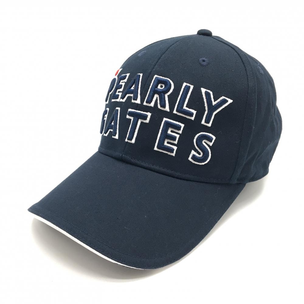 【超美品】パーリーゲイツ キャップ ネイビー 立体ロゴ刺しゅう 汗取りパット付 FR  ゴルフウェア PEARLY GATES