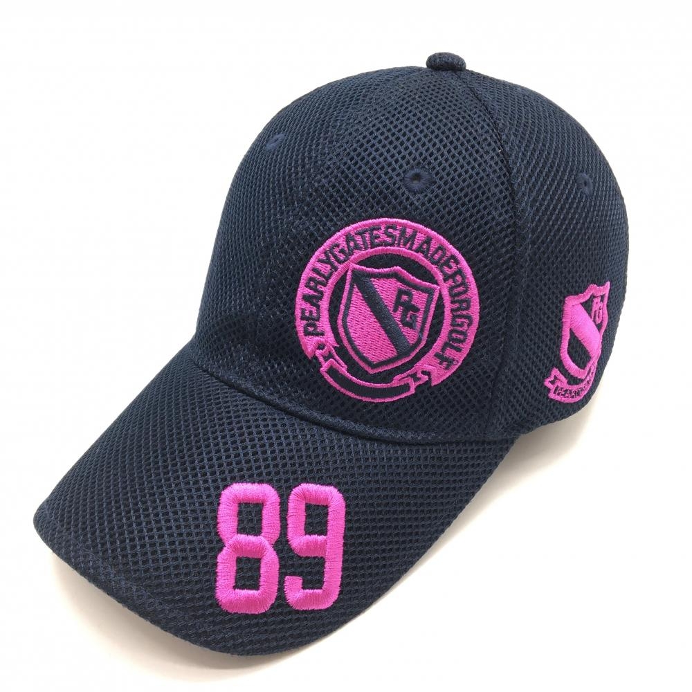 パーリーゲイツ キャップ ネイビー×ピンクパープル メッシュ ロゴ刺しゅう FR  ゴルフウェア PEARLY GATES