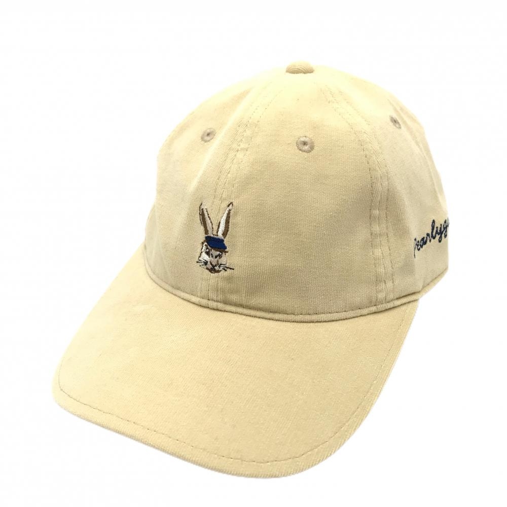 【美品】パーリーゲイツ キャップ ベージュ ラビット刺しゅう 汗取りパッド   ゴルフウェア PEARLY GATES