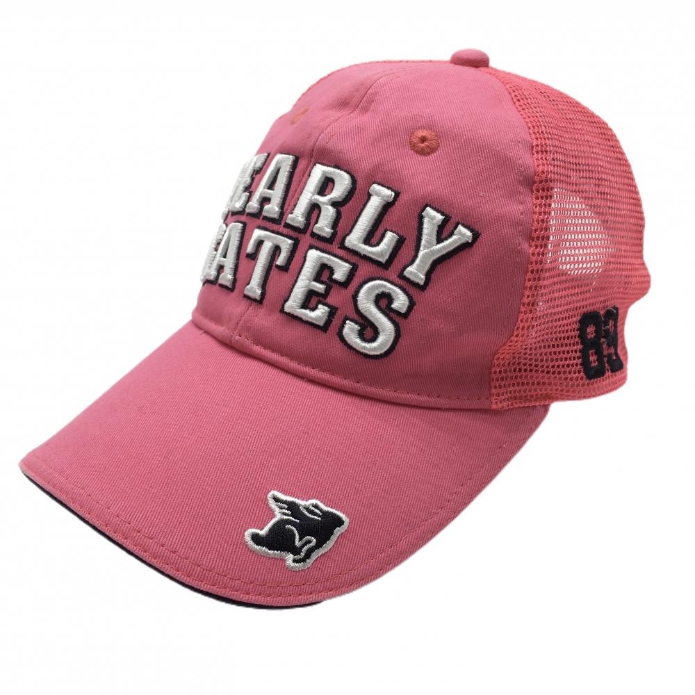 パーリーゲイツ メッシュキャップ ピンク×白 ニコちゃん スマイル 立体