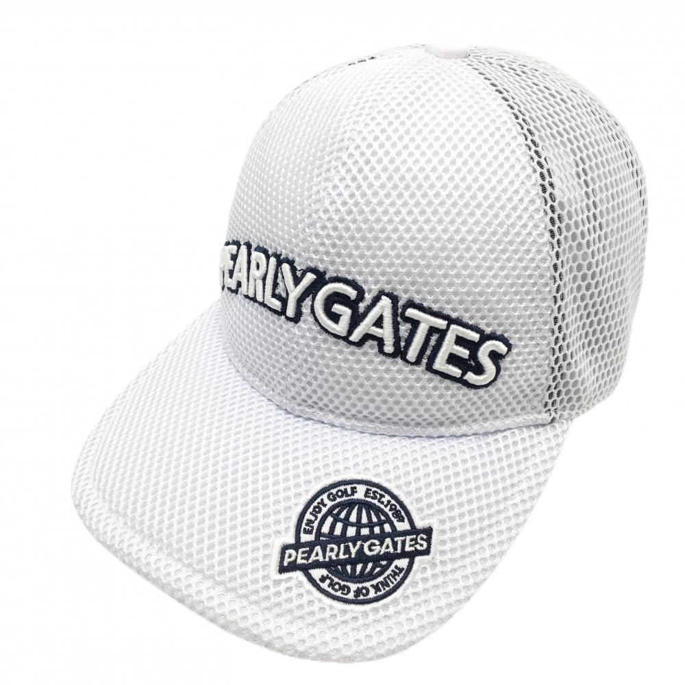 【美品】パーリーゲイツ メッシュキャップ 白 立体ロゴ刺しゅう FR   ゴルフウェア PEARLY GATES