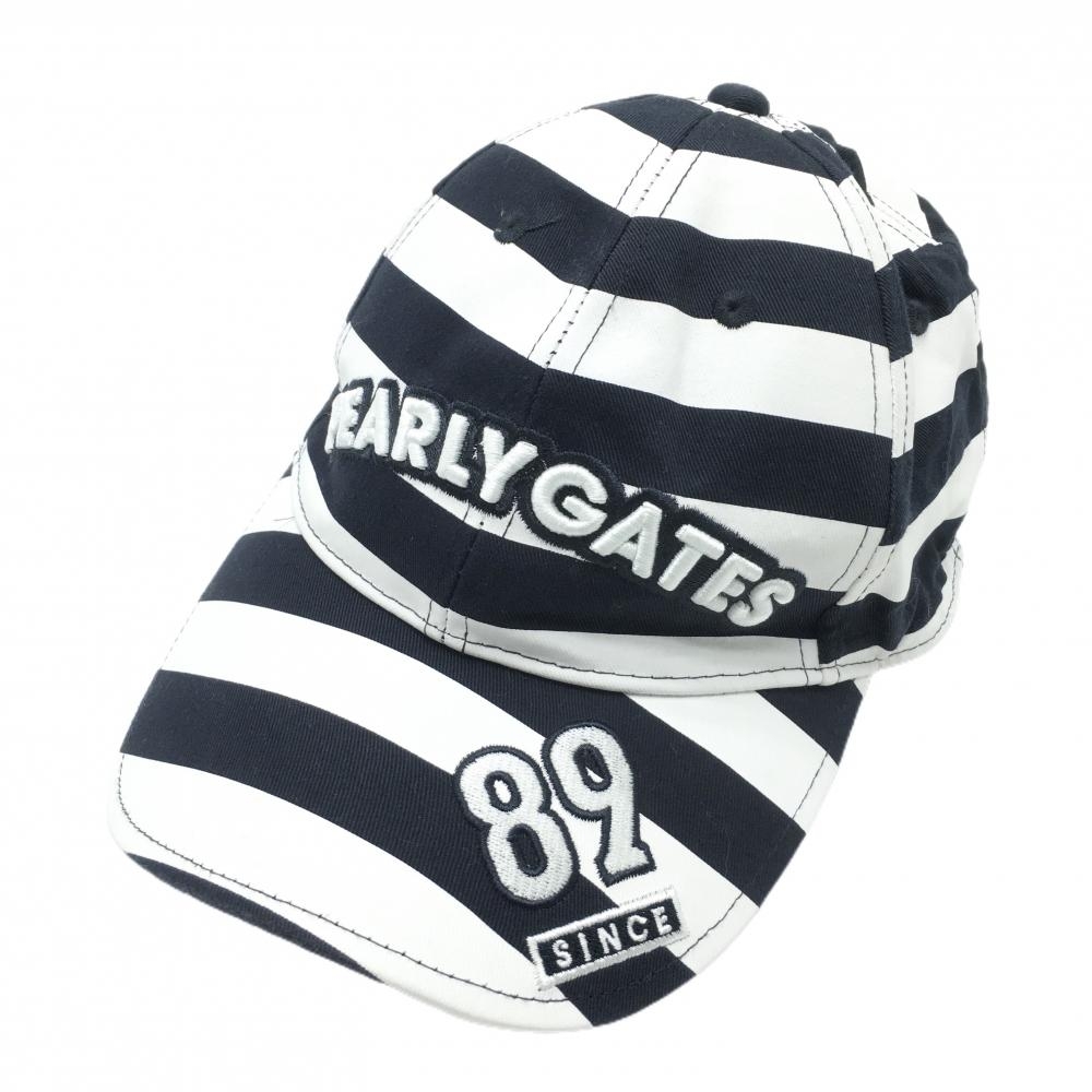 パーリーゲイツ キャップ 白×ネイビー ボーダー ニコちゃん スマイル  FR   ゴルフウェア PEARLY GATES