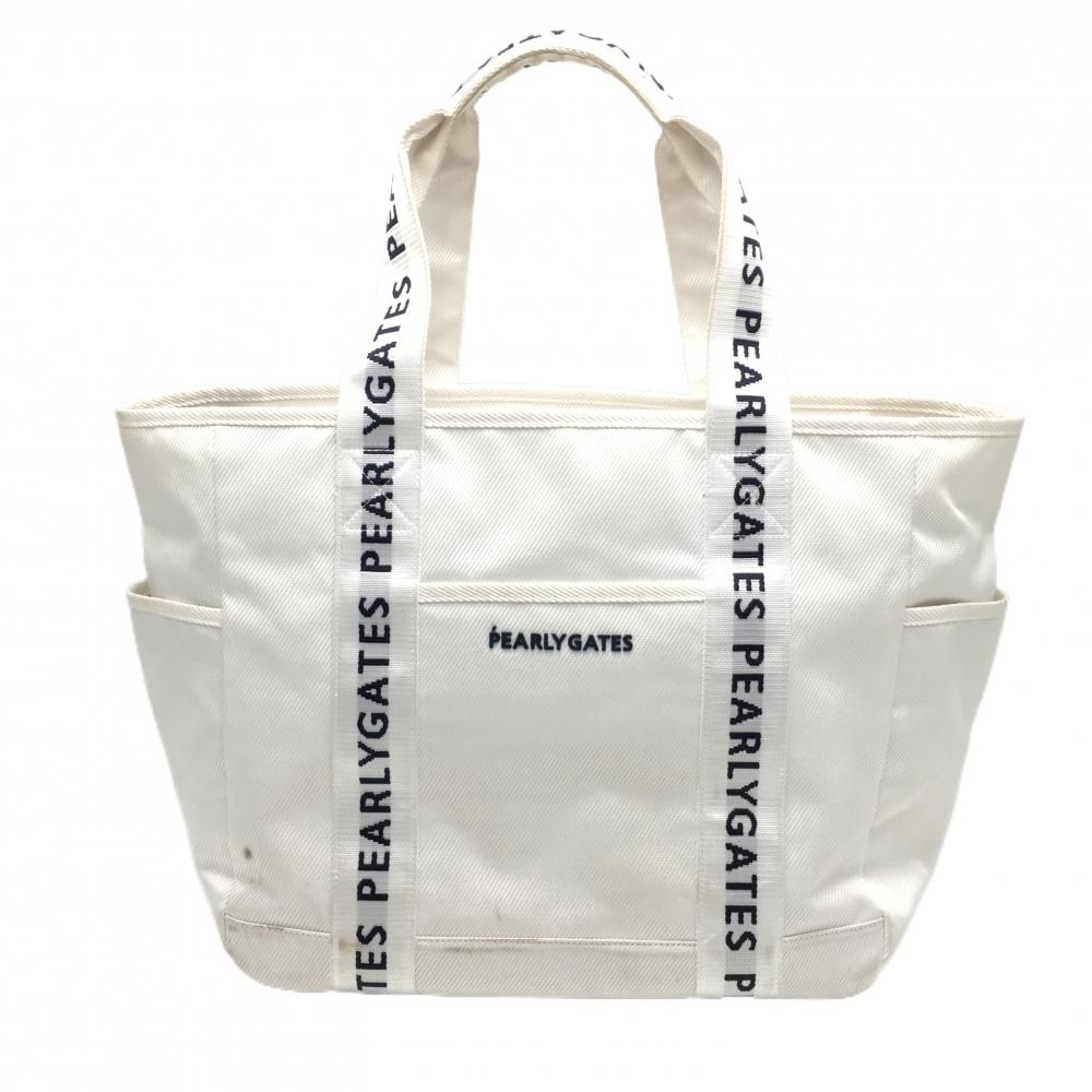 パーリーゲイツ ロッカーバッグ 白×黒 持ち手ロゴ ビッグトートバッグ ゴルフ PEARLY GATES