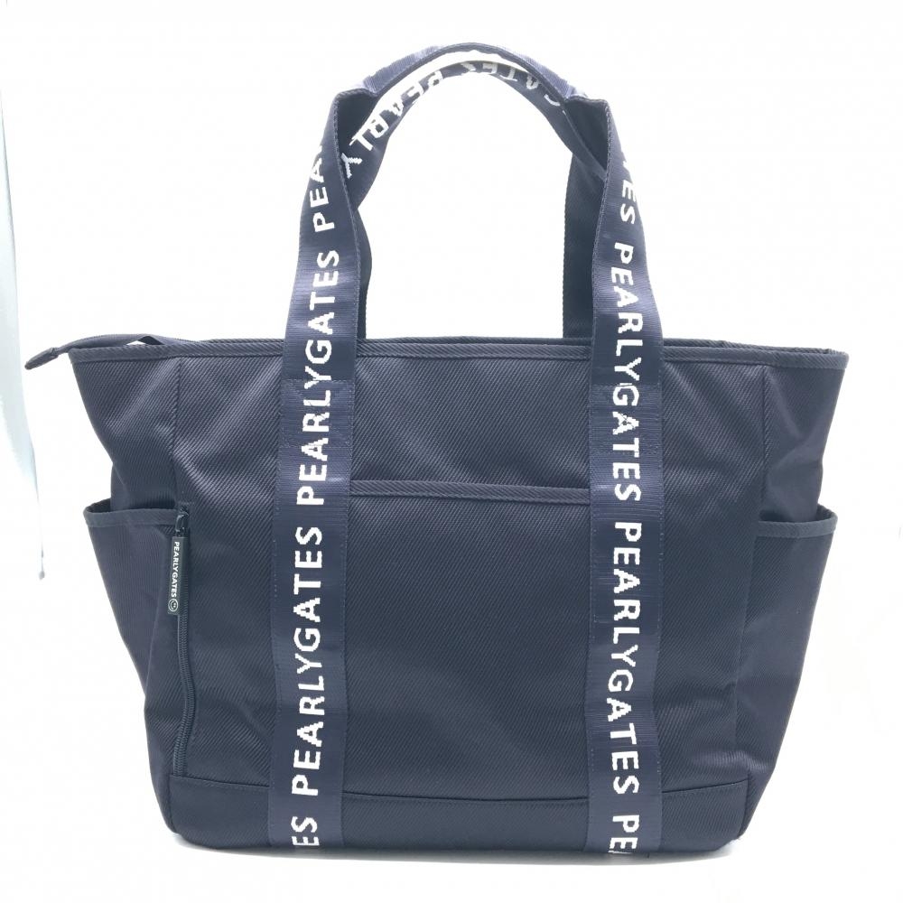 美品】パーリーゲイツ ロッカーバッグ ネイビー×白 持ち手ロゴ ビッグ