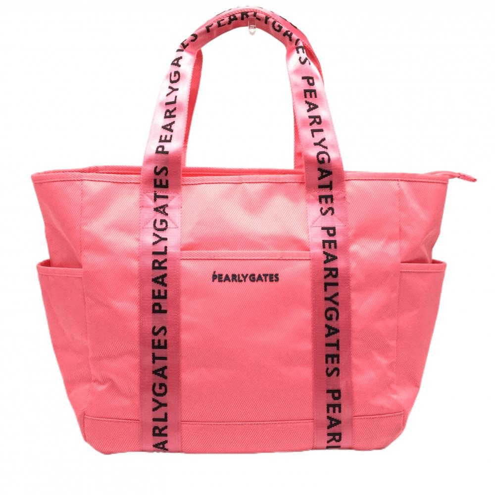 パーリーゲイツ ビッグトートバッグ ピンク×黒 ロゴ 内外ポケット ロッカーバッグ ニコちゃん ゴルフ PEARLY GATES