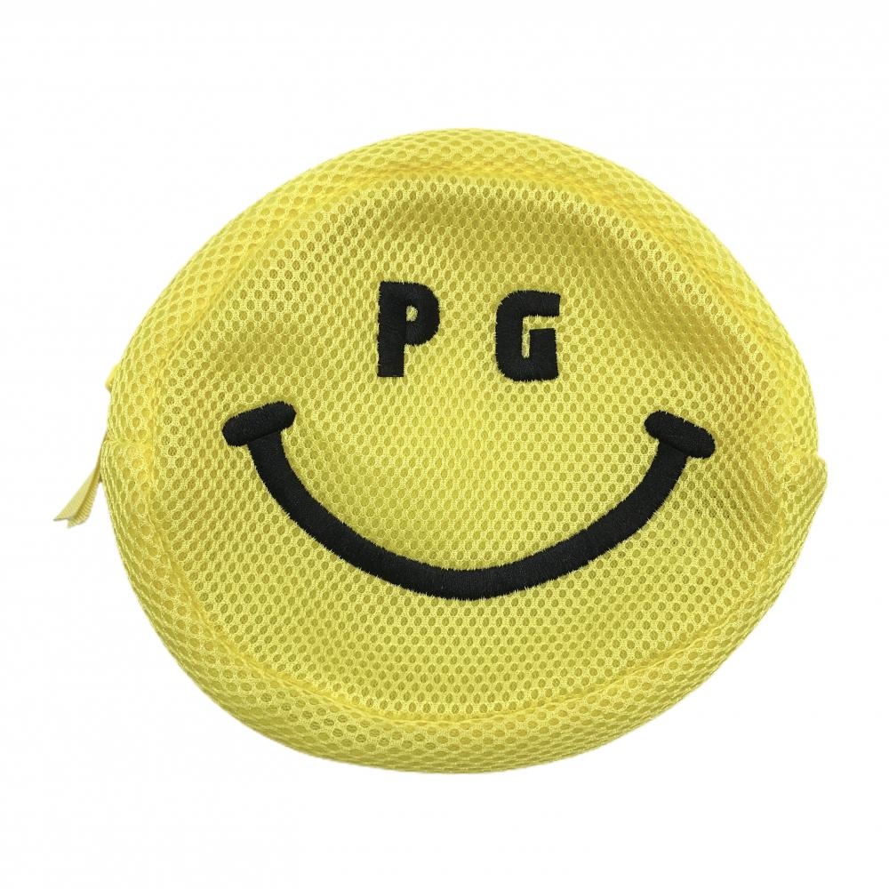 【超美品】パーリーゲイツ メッシュポーチ イエロー×黒 ニコちゃん スマイル 非売品 FRゴルフ PEARLY GATES