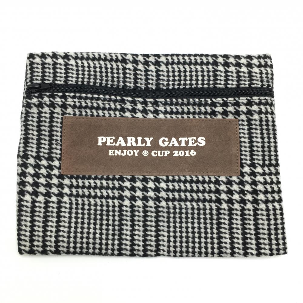 【新品】パーリーゲイツ ポーチ 黒×白 千鳥格子 小物入れゴルフ PEARLY GATES