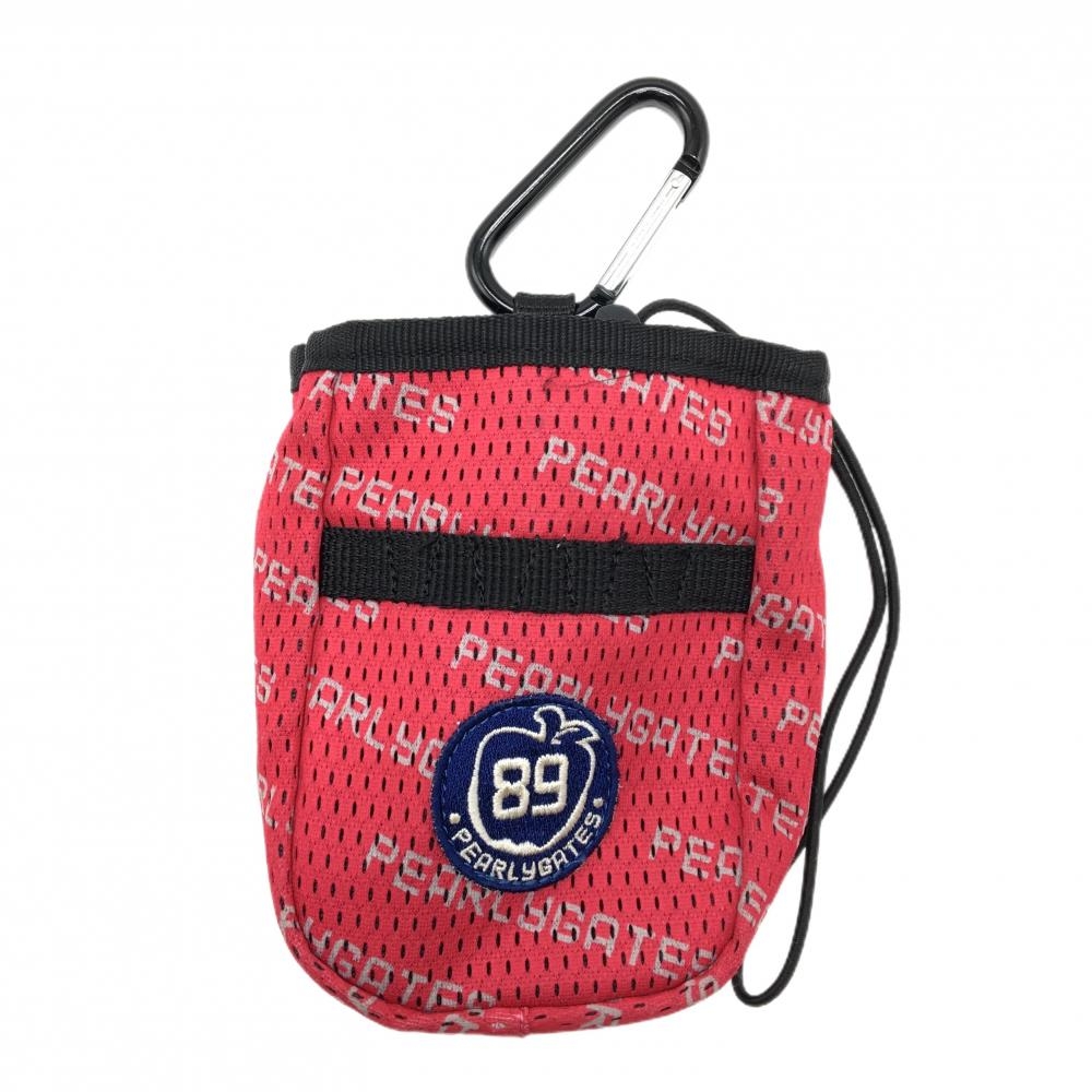 パーリーゲイツ 小物入れ レッド×黒 ロゴ総柄 ボールケースゴルフ PEARLY GATES