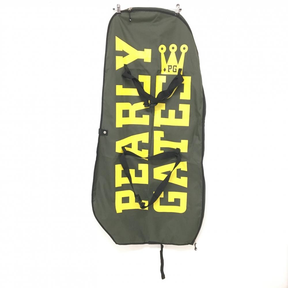 パーリーゲイツ トラベルカバー カーキ×イエロー ロゴプリントゴルフ PEARLY GATES