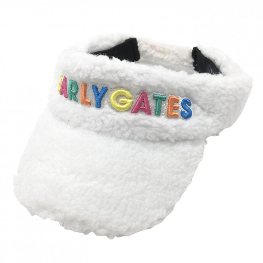 パーリーゲイツ ボアサンバイザー 白 ロゴマルチカラー FR  ゴルフウェア PEARLY GATES