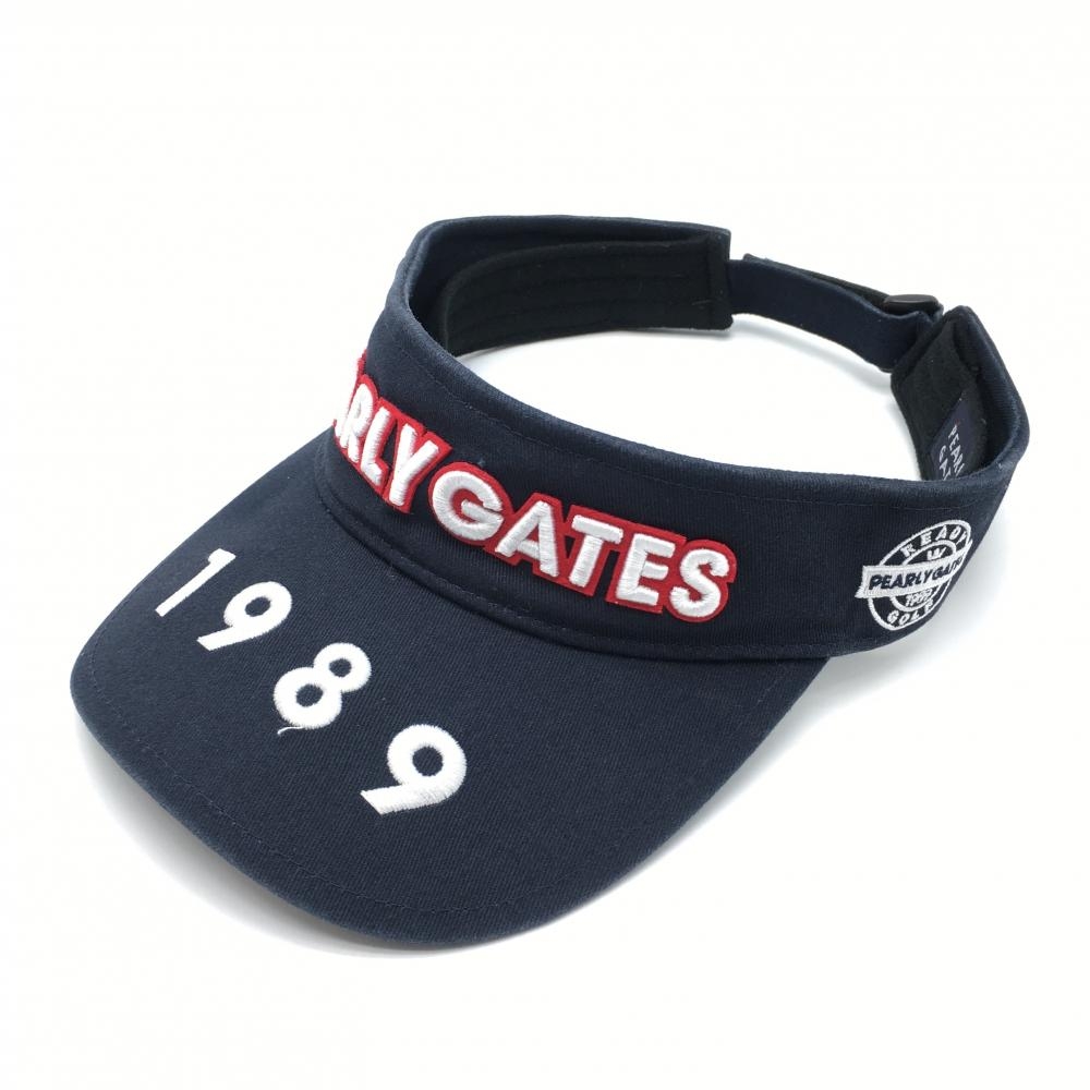 パーリーゲイツ サンバイザー ネイビー×白 立体ロゴ FR  ゴルフウェア PEARLY GATES