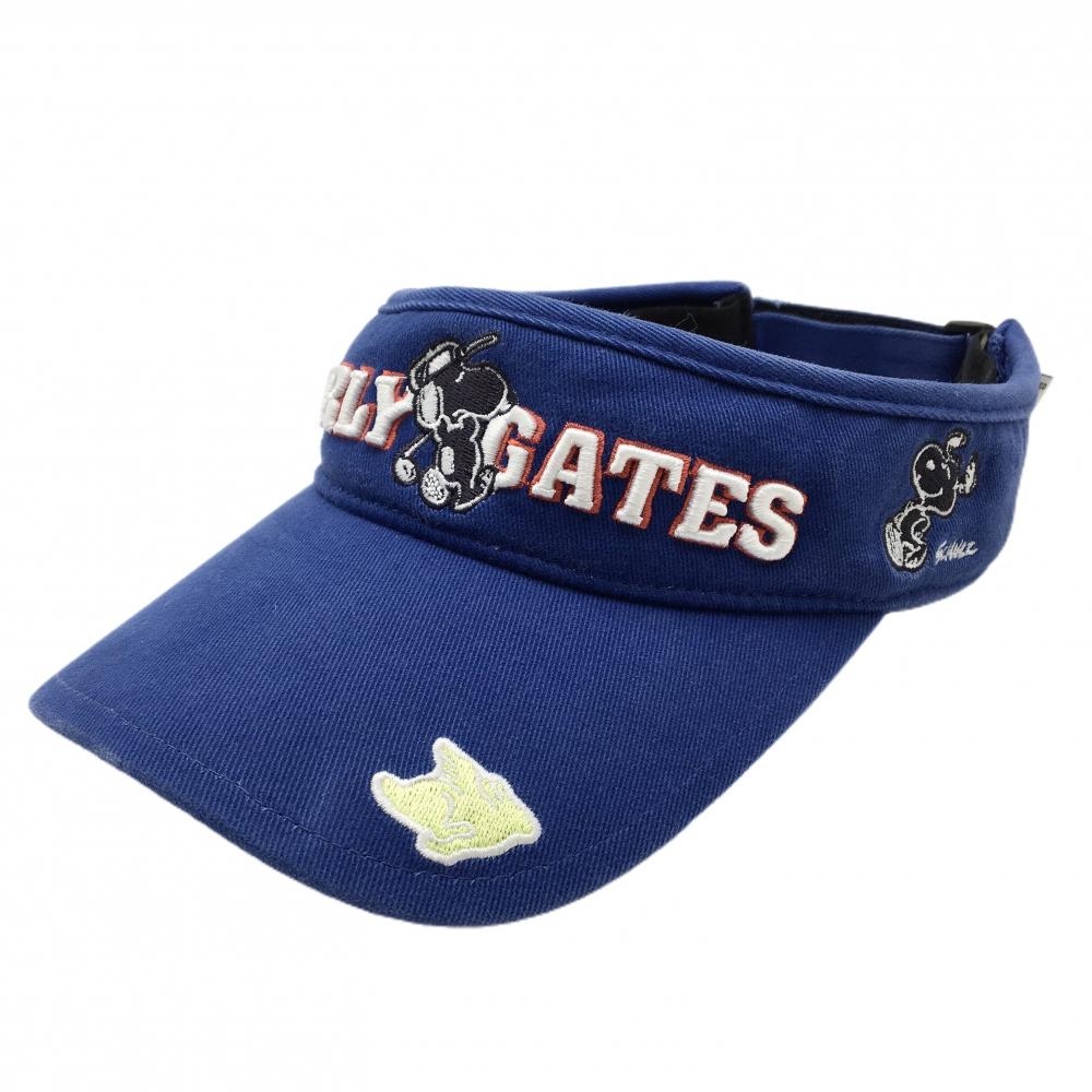パーリーゲイツ×PEANUTS サンバイザー ブルー×白 スヌーピー 立体ロゴ   ゴルフウェア PEARLY GATES
