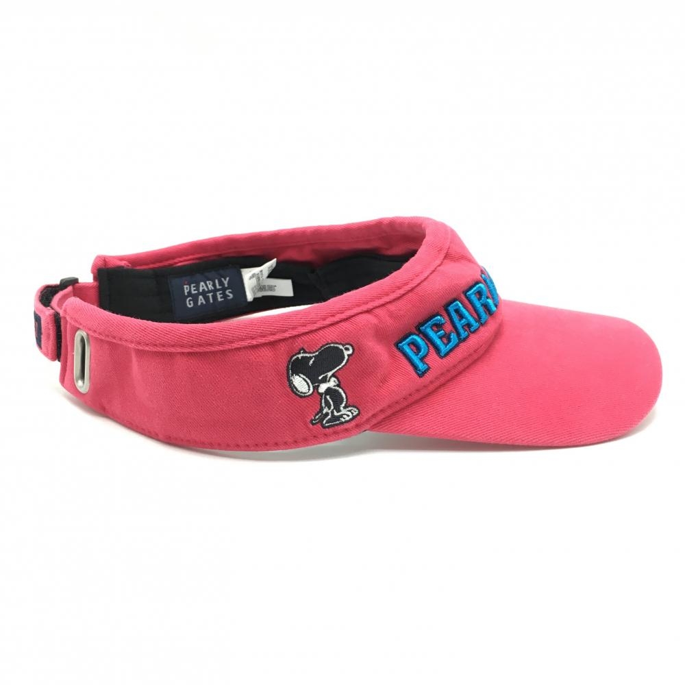 パーリーゲイツ×PEANUTS サンバイザー ピンク×ネイビー スヌーピー