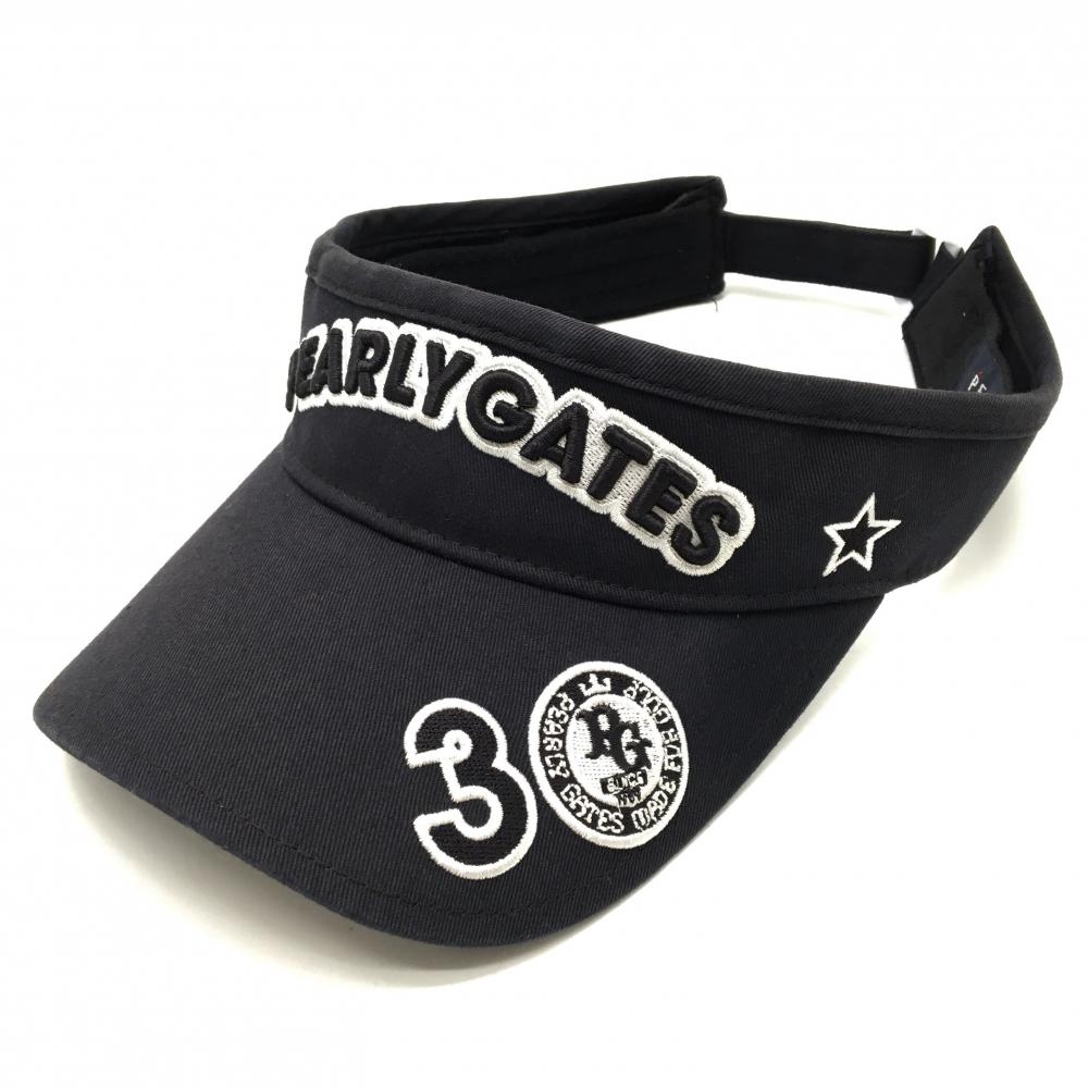 パーリーゲイツ サンバイザー ネイビー×白 立体ロゴ刺しゅう 30周年 汗取りパッド付 FR  ゴルフウェア PEARLY GATES