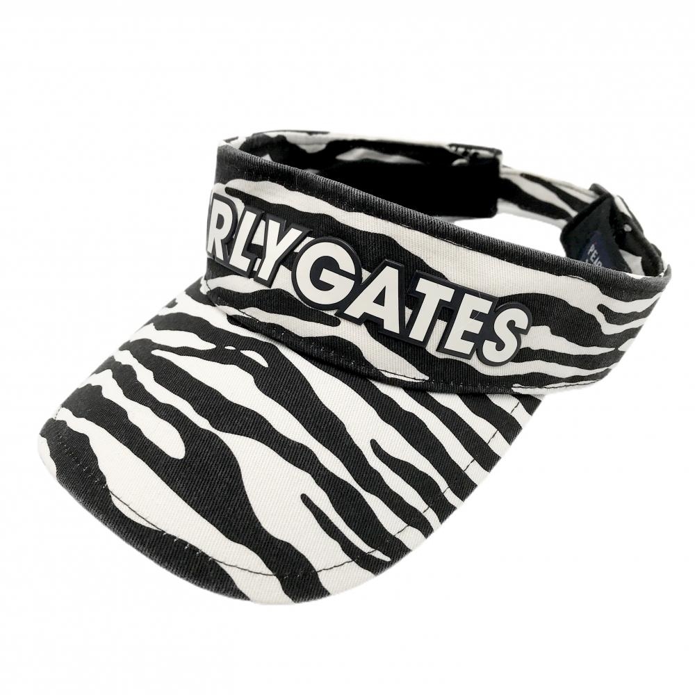 パーリーゲイツ サンバイザー 白×黒 ゼブラ柄 汗取パット付き  FR  ゴルフウェア PEARLY GATES