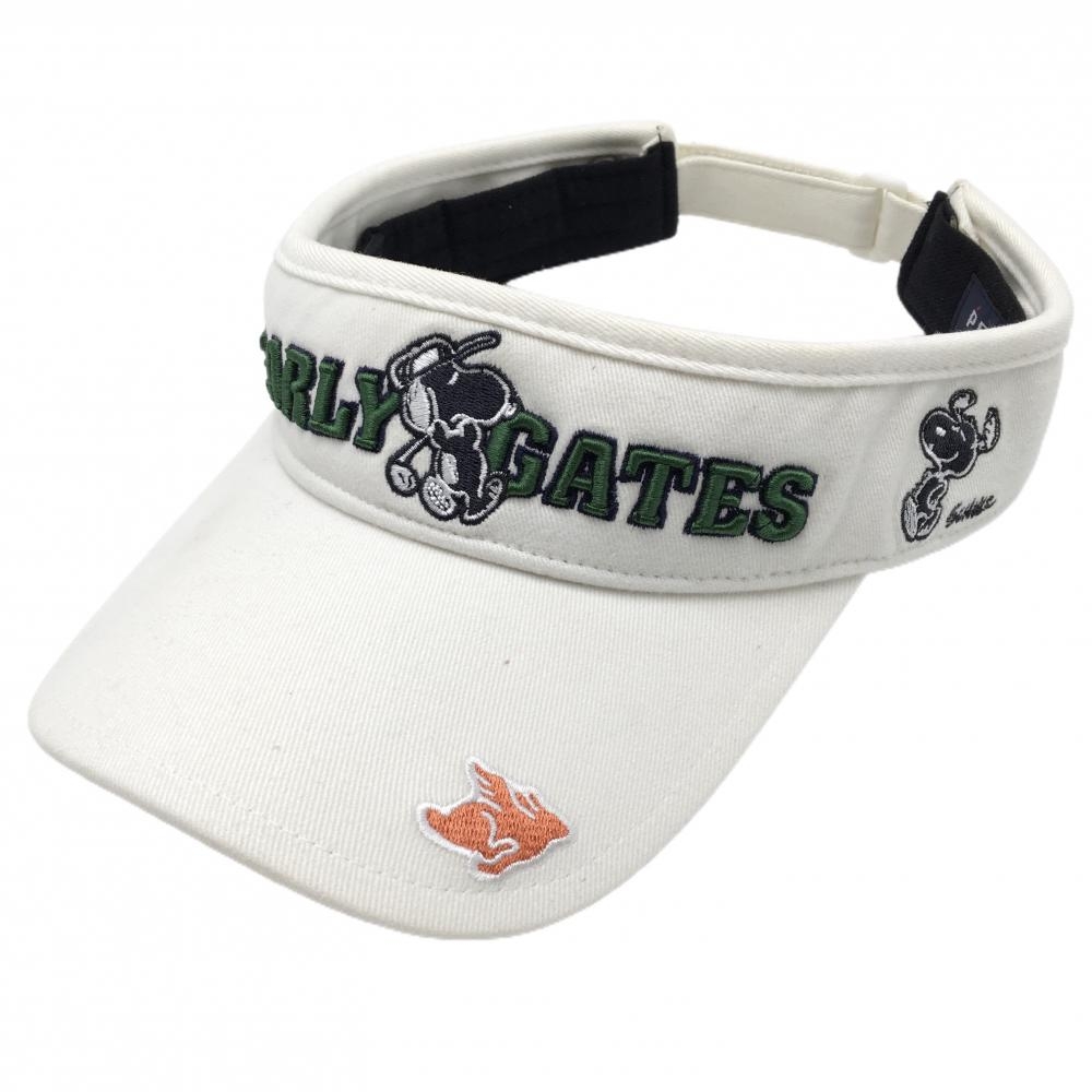 パーリーゲイツ×PEANUTS サンバイザー 白×グリーン スヌーピー  FR  ゴルフウェア PEARLY GATES